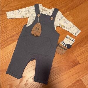 Organic Bear Kids Matching Set - Blue and White